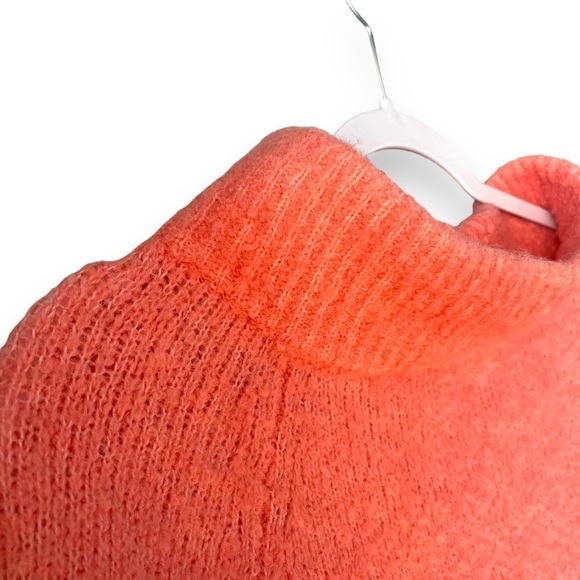 Anthropologie Moth Boucle Wool Alpaca Blend Mock Neck Sweater Sz XS Coral Pink - Picture 7 of 7